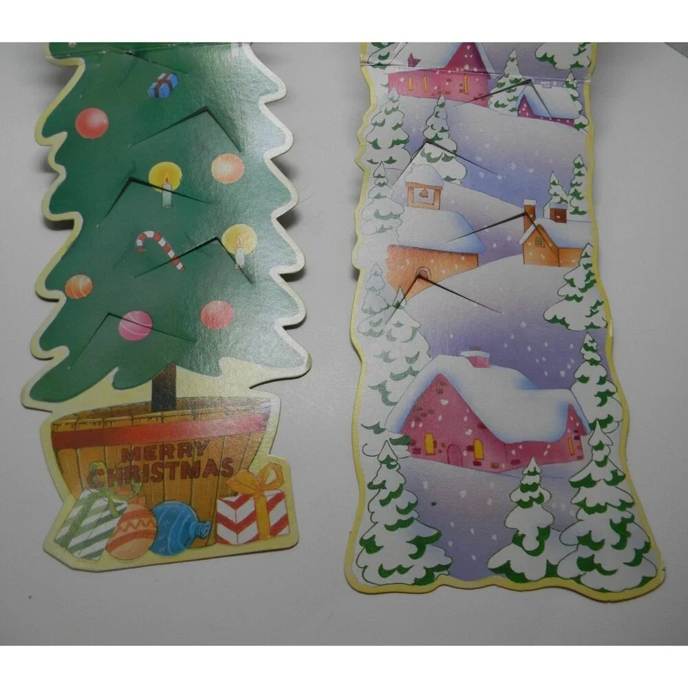 2 Vtg Christmas Card Holder Hanging  Approx. 3 Ft Long ea Holds 12 Cards Each